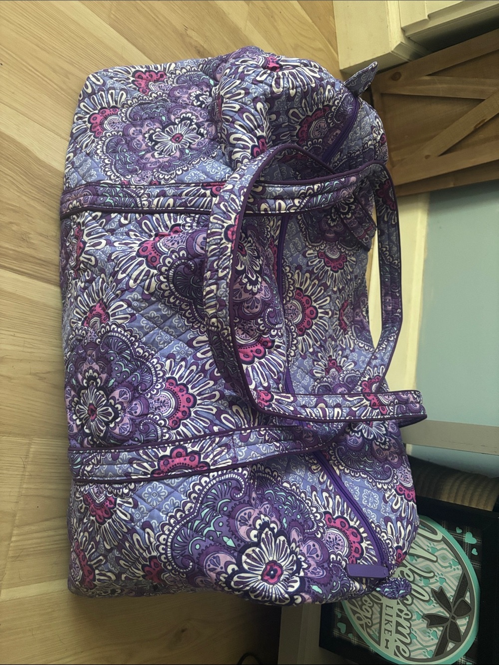 Quilted Floral Weekender Bag - Purple